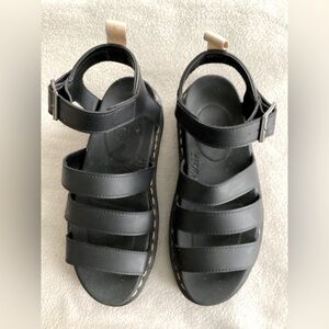 Dr Martens Blaire Black Strappy Platform Sandals with Buckle Closure